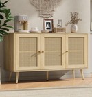 47 2  Modern Rattan Buffet Storage Cabinet W  Adjustable Shelves   3 Doors Table