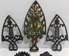 Lot Of 5 Vintage Cast Iron Trivets Wilton   Others Iron Art