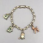 Vintage 1964 Walt Disney Productions Charm Bracelet Bambi Thumper Flower 6 5 
