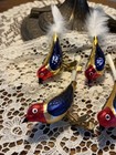 Set Of  6  Mercury Glass Clip On Birds 3   With Spun Glass Tails