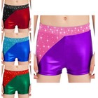 Girls Pants Gymnastics Shorts Exercise Bottoms Color Block Dancewear Metallic