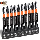 10-pack  2 Phillips Bits  2  Magnetic S2 Steel  1 4  Hex Shank For Impact Drill