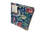 Vintage 80s Floral Dark Pattern Valance Curtain Cotton Navy Blue Print Lined