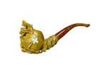 Handmade Meerschaum Skull In Hand Skeleton Pipe