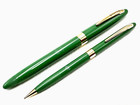 C1955 Nos  Sheaffer Admiral Sage Green Snorkel Fountain Pen Pencil Set 14k F
