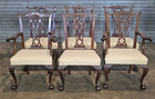 Set Of 6 Chippendale Style Solid Mahogany Carved Dining Chairs Claw   Ball Feet