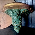 Antique Chalkware Gothic Gargoyle Gold Painted Wall Shelf Corbel Halloween Decor