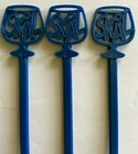 Lot Of 6 Vintage Skal Blue Plastic Swizzle Sticks Drink Stirrers Drinking Glass