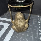 Vintage Brass Frog Toad Soap Trinket Dish Card Holder Figurine 6    Aged Patina 