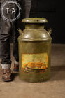 Large Antique Folk Art Milk Can With Ship Scene