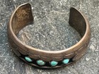 Antique Navajo Native American Sterling   Turquoise Shadowbox Cuff Bracelet