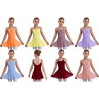 Kids Girls Gymnastic Skirted Leotard Spaghetti Straps Ballet Dance Dress Party