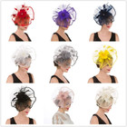 Fascinator For Women Hair Clip Hat Bowler Feather Flower Veil Wedding Party Hat 
