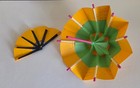 Small Asian Paper Fan With Small Umbrella-handmade And Hand-painted