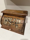 Vintage Roll Top Bread Box Storage Primitive Rustic Farmhouse Wooden Wood