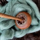    4 Ornate Brass Filigree Drop Spindle Bottom Whorl Walnut Finish Yarn Wood
