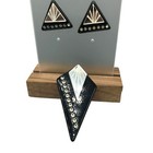 Stylish Acrylic Pendant And Stud Earrings  Geometric Design With Engraved Mirror