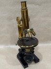 Carl Zeiss Jena Antiqye Brass Microscope Complete W  3 Lenses And Wooden Case