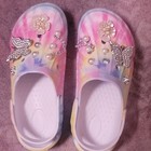 Crocs Girls  Multicolor Tie Dye Slip-on Clog Butterfly Flower Pearl Rhinestone