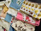 Vintage Handkerchief Lot Of 34 Floral Embroidered Fine Lace Linen Prints Hearts
