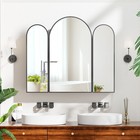 Triple Arch Medicine Cabinet 3 Doors Bathroom Mirror Cabinet With Trifold Mirror