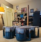 Rodolfo Padilla Stacking Mug Set  6  W  Stand Signed Mexico Blue Green Brown