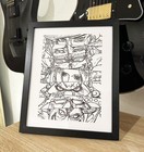 Hand Drawn  not A Print  One Piece Oka Shichibukai Framed Pen   Ink Art Drawing