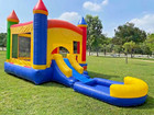 Inflatable Rainbow Bounce House Combo Wet Dry Slide 100  Pvc Pool   1hp Blower