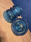 2 Vintage Hemingray 42 Aqua Blue Green Glass Insulators  Made In Usa