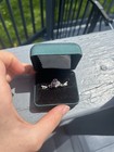 10k White Gold Alexandrite Purple Engagement   Wedding Ring Set Size 6