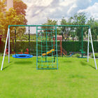 700lb Heavy Duty Swing Set W 2 Swings   Metal Frame Kids Backyard Swingset Play