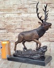 Bronze Marble Statue Elk Deer Caribou Buck Stag Lodge Sculpture Figure Figurine