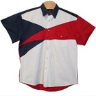 Vintage Rustler By Wrangler Shirt Blue Red Western Pearlsnap Short Sleeve