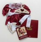 American Girl Doll Samantha s Cranberry Party Dress Tights White Ribbon Box