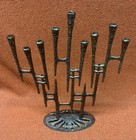Vtg Israel Brass Brutalist Wainberg Chanukah Hanukkah Menorah Judaica 13 Inch