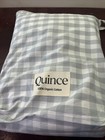 Nwot Quince Full Queen Duvet Organic Cotton Blue Fog  Gingham 2 Shams Percale