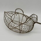 Vintage Wire Chicken Egg Basket Collapsible Metal Hen Shaped Country Kitchen