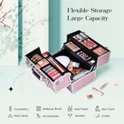 Makeup Train Case Professional Cosmetic Organizer Aluminum Storage Box With 4   