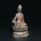 Chinese Antique Ming Dynasty Copper Golden Paint Statue Kwan-yin Ming 1368-1644