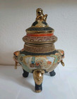 Vintage Kutani Incense Signed Burner -brown Gold No Chips Or Cracks 12 X 8 X 7  