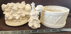Ready To Paint Ceramic Bisque Vintage 1980 s Santa Christmas Tree Drum And Elves