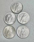 Peace Silver Dollars 1921-1935 Lot Of 5 Uncirculated 90  Silver Coin Mixed Year