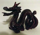 Vintage Hong Tse Red Resin Chinese Dragon Statue Feng Shui Good Luck Figurine 7 