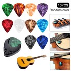 10pcs Colorful Celluloid Guitar Picks With Holder - Random Color Pack For Acoust
