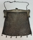 Antique Art Nouveau German Silver Mesh Handbag Chainmail Purse Edwardian 1910