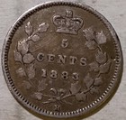 Canada - 1883 H 5 Cents Victoria  1841-1867   925 Silver