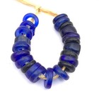 22 Antique African Annular Cobalt Blue Dutch Donuts Glass African Trade Beads