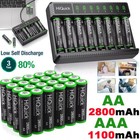 Aaa Aa Rechargeable Batteries 1100 2800mah 1 2v Ni-mh   8 Slots Lcd Charger Lot
