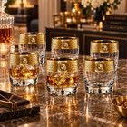 10 5 Oz Crystal Dof Glasses  6-pc Whisky Glassware Set  24k Gold Greek Key Rim