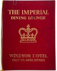 1960 Vintage Menu Windsor Hotel The Inperial Dining Room Ontario Canada